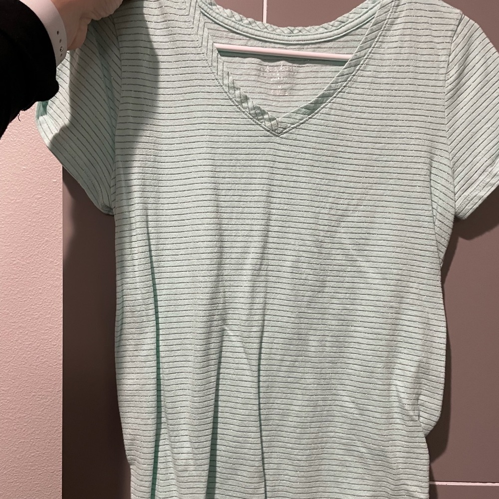 Mint and silver maternity top by Isabel Maternity